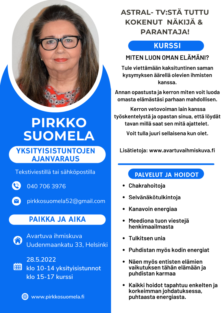 Pirkko Suomela Yksityisistunnot Kello 10 14 Avartuva Ihmiskuva Ry